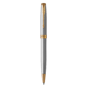 PARKER Sonnet Ballpoint Pen - Stainless Steel Gold Trim-NS1931507