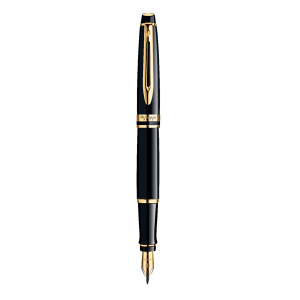 WATERMAN Expert Fountain Pen- Lacquer Black Gold Trim-NS0951660