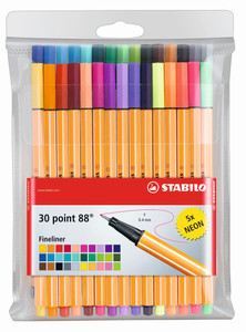 STABILO Point 88 Fineliner Assorted Wallet 30's-8830-1