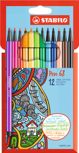STABILO Pen 68 Assorted Box 12's-6812-7