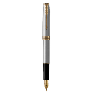 PARKER Sonnet Fountain Pen - Stainless Steel Gold Trim-NS1931505