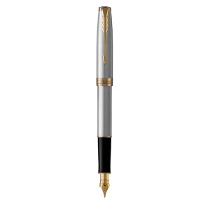 PARKER Sonnet Fountain Pen - Stainless Steel Gold Trim-NS1931505