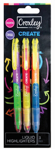 CROXLEY CREATE Liquid Highlighter Carded Pack of 3-MAR1360