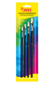 JOVI Flat Paint Brushes Assorted Sizes Pack of 4 Carded (#4,6,8,12)-JOV8386