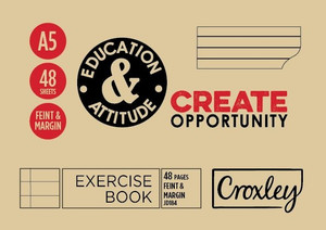 CROXLEY JD184 A5 48 Page Feint & Margin Pack of 25-EXE184FM