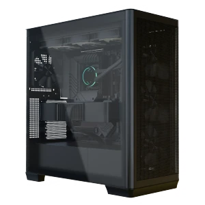 APNX C1-R premium Black mid-tower ATX case - 4x PWM ARGB Fan Included - 3x2.5'' or 3x 3.5'' - 360mm radiator - BTF Compatible. 