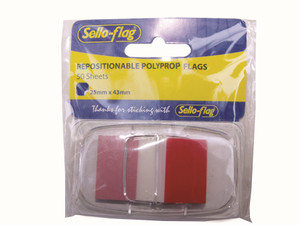 SELLO-FLAG Polypropylene Flags - 25x43mm - 50 Sheets (Red)-SLN254305