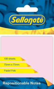 SELLO-NOTE 75x75mm Pastel Pink 1x100 Sheets Each-SN17502