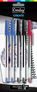 CROXLEY CREATE BallPoint Pens Assorted Pack of 5-PEN9129C