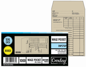 CROXLEY JD57SEP  Printed Wage Pocket - Latex Seal Easi No.57 - 108x84 (Box of 1000)-ENP57SEP