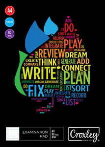 CROXLEY JD566 80 Sheet Exam Pad Punched A4 Pack of 10-PAD566