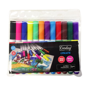 CROXLEY CREATE Jumbo Fibretip Markers Pack of 12 Assorted-MAR1250