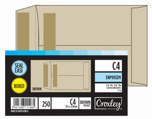 CROXLEY JD98SEM C4 Brown Seal Easi Envelopes - Unbanded (Box of 250)-ENP98SEM