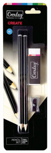 CROXLEY CREATE 2xHB Pencil Value Pack + Eraser +  Sharpener-PCL73CC