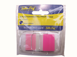 SELLO-FLAG Polypropylene Flags - 25x43mm - 50 Sheets (Pink)-SLN254307