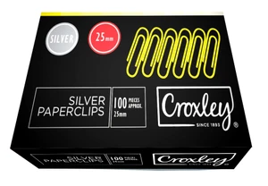 CROXLEY 25mm Sm/Silver Paper clips Box100 Pack of 10-CLI2150