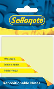 SELLO-NOTE 75x75mm Pastel Yellow 1x100 Sheets Each-SN17501