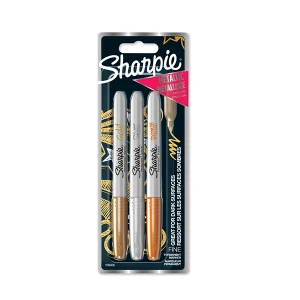 Sharpie Metallic Permanent Marker:  Assorted Metallic Card 3's (NEW CODE)-NS1986006