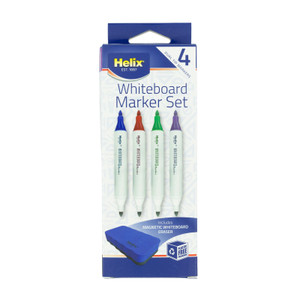 Helix Whiteboard Marker Set Assorted 4's + Magnetic Eraser-H745700