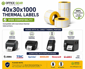 Premium 40mm x 30mm Direct Thermal Labels - 1000 Labels