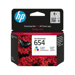 HP 654 Tri-color Original Ink Advantage Cartridge  - TAR - 7FP38UE-TAR