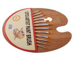 12-Piece Artist Paint Brushes & Pallet Set - GSR - ST369