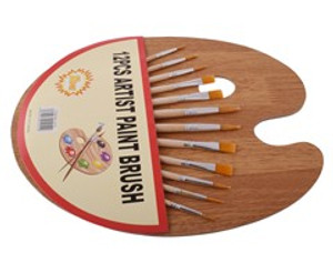 12-Piece Artist Paint Brushes & Pallet Set - GSR - ST369