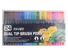 24-Piece Dual Tip Brush Pen Set - GSR - ST370-24Piece