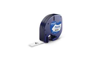 DYMO LetraTag Tape -  Plastic - Black on White - 12mmx4m-DS0721660