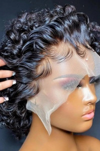 Brazilian Kinky Curl Hot Pixie Full Frontal Lace Wig 8 Inches Brazilian Kinky Curl Hot Pixie Full Frontal Lace Wig 8 Inches