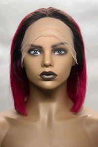 Ombre Brazilian lace Bob Wig T Part 01278 10 Inches 1B\Burgundy