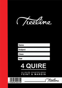 TREELINE Treeline A4- 4 Quire -384 page Counter Book- F/M  - Pkt-3  TREELINE Treeline A4- 4 Quire -384 page Counter Book- F/M  - Pkt-3