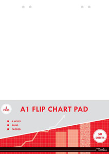TREELINE Treeline A1 50 Sheet Bond Flipchart Pad - Punched  - Pkt-5  TREELINE Treeline A1 50 Sheet Bond Flipchart Pad - Punched  - Pkt-5