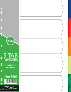 Treeline A4 PVC 5 Tab Plain Rainbow Treeline A4 PVC 5 Tab Plain Rainbow