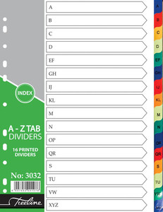 Treeline A4 PVC A-Z Rainbow  16 part Treeline A4 PVC A-Z Rainbow  16 part