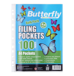 Butterfly A4 Filing Pockets 100's