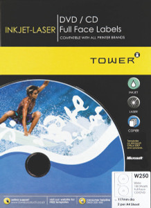 Tower A4 117mm Inkjet-lsr Label White 100's Tower A4 117mm Inkjet-lsr Label White 100's