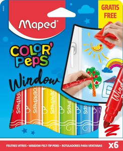 MAPED Color'Peps Window+Cloth Felt Tip 6's-844820