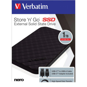 VERBATIM STORE ´N´ GO PORTABLE SSD USB 3.2 GEN1 1TB BLACK  (USB-C TYPE) 6.35CM (2.5) - M53230-KOL VERBATIM STORE ´N´ GO PORTABLE SSD USB 3.2 GEN1 1TB BLACK  (USB-C TYPE) 6.35CM (2.5) - M53230-KOL