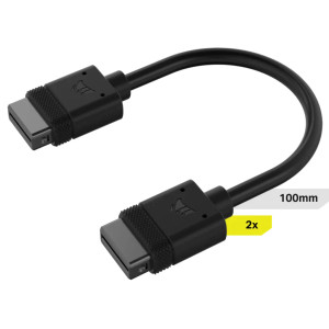 Corsair CL-9011123-WW iCUE LINK Cable, 2x 200mm with Straight/Slim 90°  connectors, Black