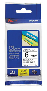 Brother TZE HS211 Heat Shrink Tape Black on White 6mm