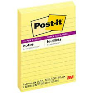 3M Post-It® Lined Super Sticky Notes 101mmx152mm C Yell -08626 3M Post-It® Lined Super Sticky Notes 101mmx152mm C Yell -08626