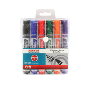 Whiteboard Markers (6 Markers - Bullet Tip - Pouch) - PW0601A