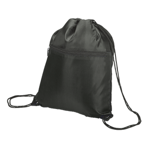 Drawstring Sport Bag with Zip Pocket 210D
