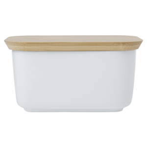 White Basics Butter Dish With Bamboo Lid