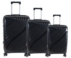 Jetsetter Luggage Set - GSR - BAG178B-3Set: Lightweight Black Polypropylene Luggage Collection