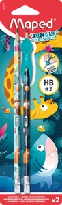 MAPED Jungle Graphite HB Pencil with Eraser 2Pencils + 1Grip-851819