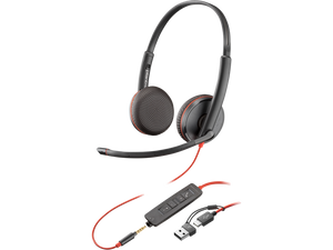 Poly Blackwire 3225 Stereo USB-C Headset +3.5mm Plug +USB-C/A Adapter - TAR - 8X229AA-TAR