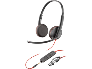 Poly Blackwire 3225 Stereo USB-C Headset +3.5mm Plug +USB-C/A Adapter - TAR - 8X229AA-TAR