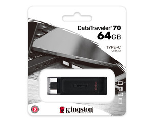 Kingston 64GB USB-C 3.2 Gen 1 DataTraveler 70 - TAR - DT70/64GB-TAR